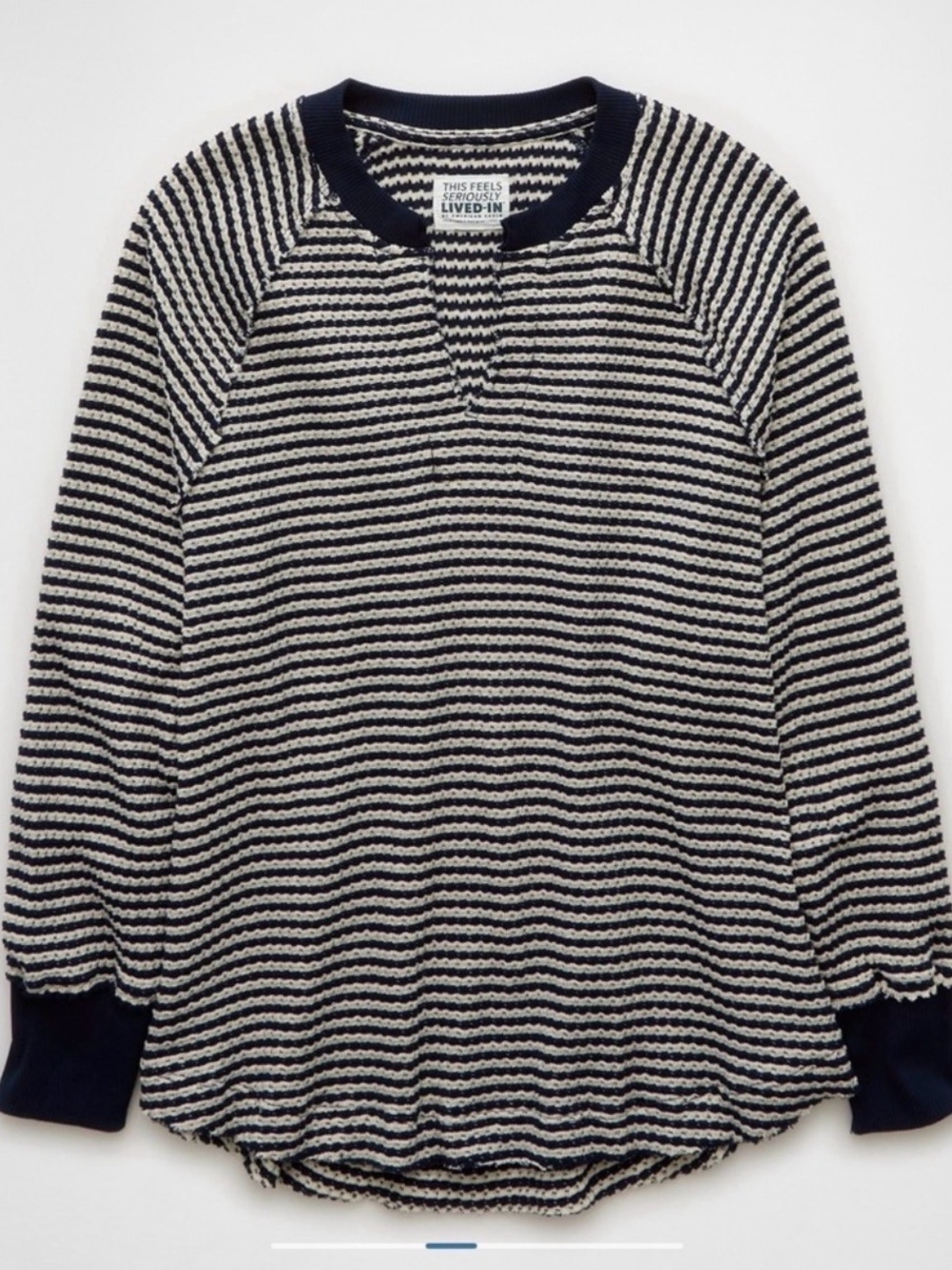 Aerie Striped Navy & Cream Women’s Long Sleeve Top